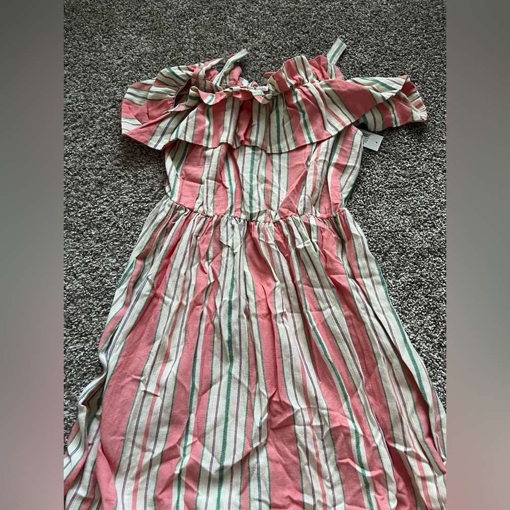BP striped off the shoulder sundress